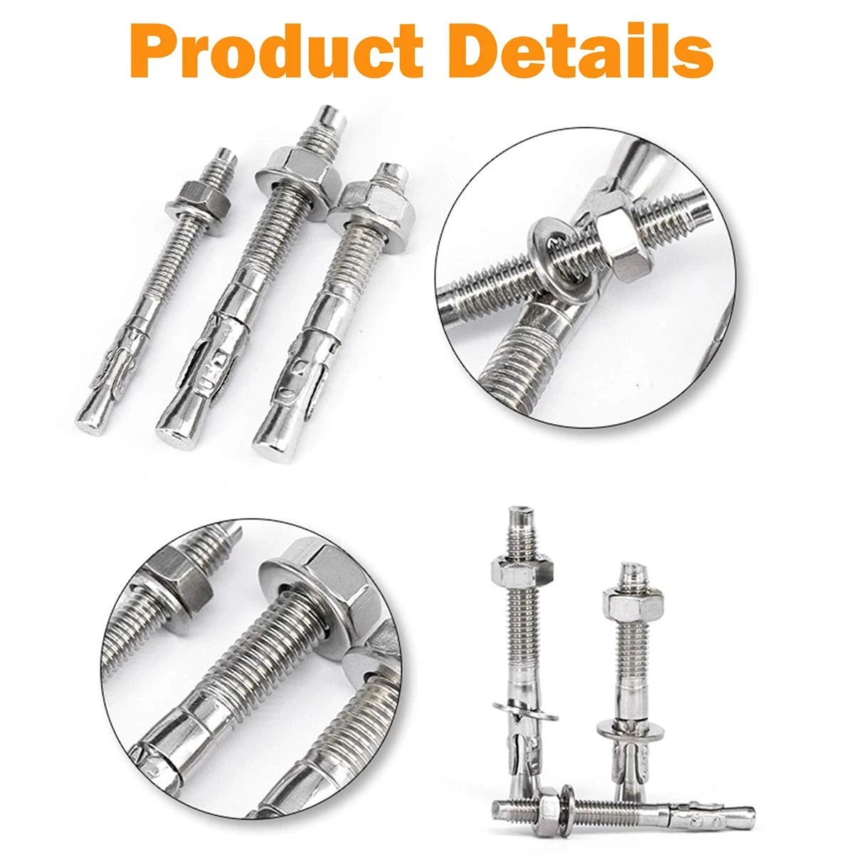Through Bolts Wall Expansion Anchor Bolts A2 304 A4 316 Stainless Steel