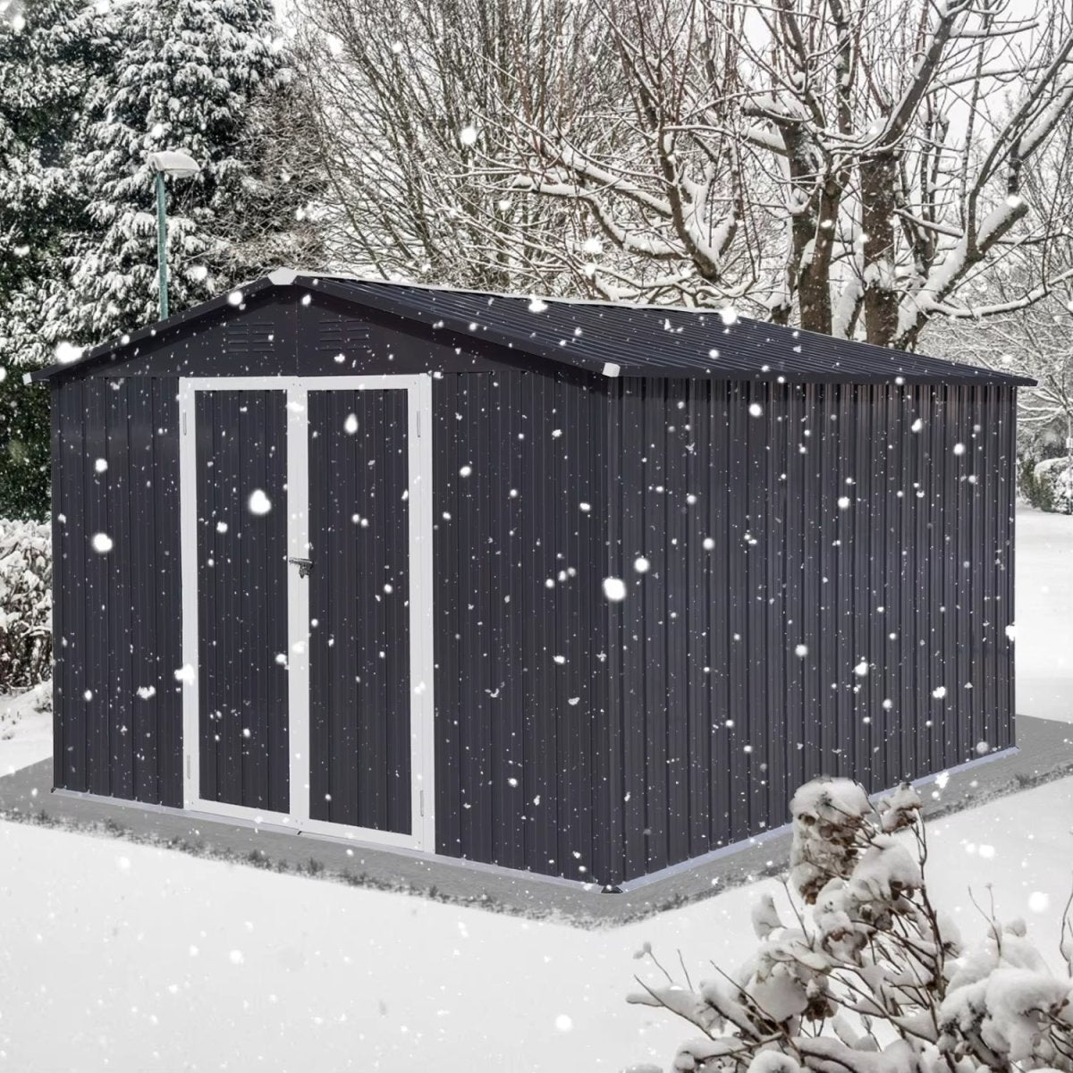 10x12FT Outdoor Storage Shed with Windows | Aluminum Frame Metal Garden Shed - HomeDIYer
