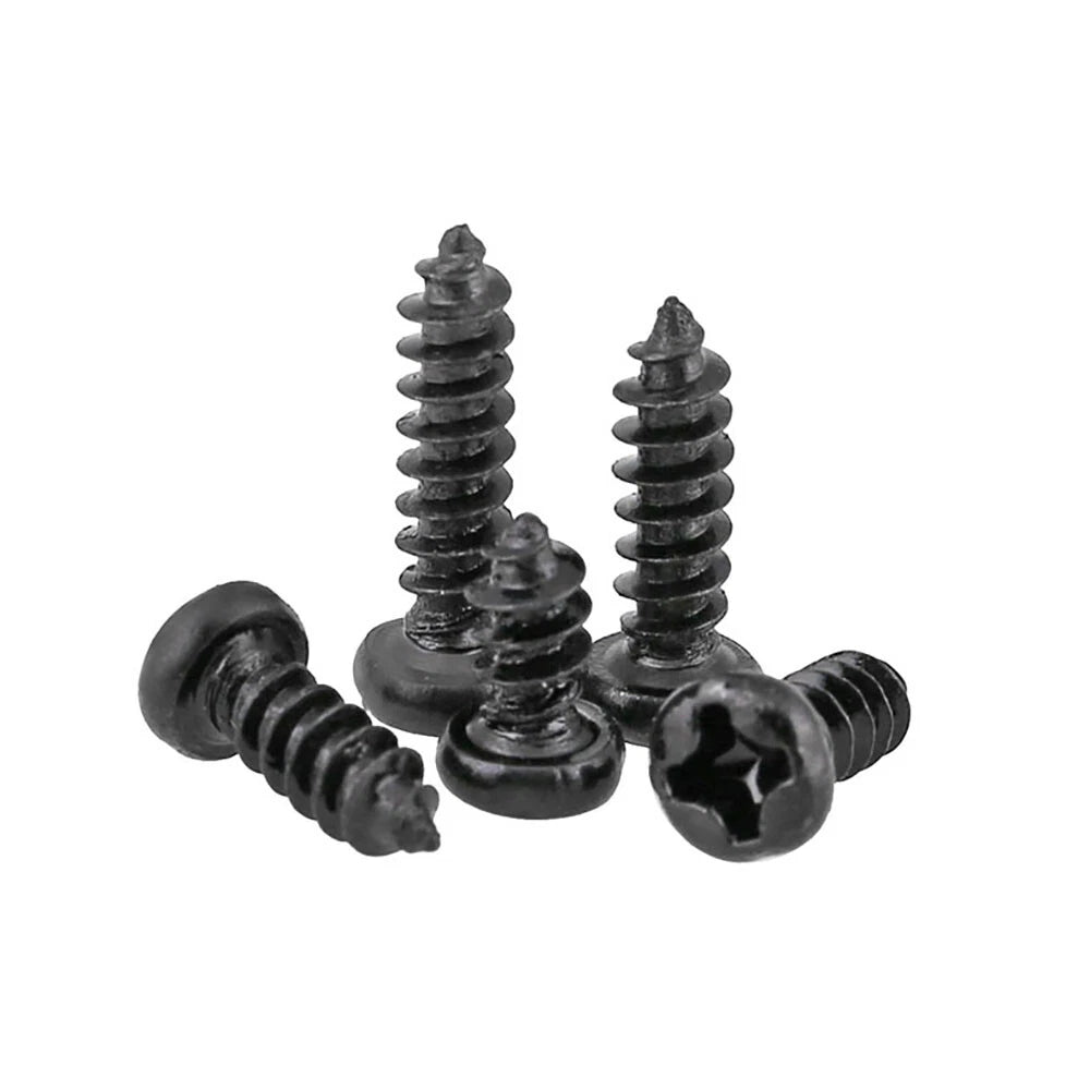 M1, M1.2, M1.4, M1.7, M2, M2.2, M2.6, M3 Pan Head Self‑Tapping Screws – Black Zinc Carbon Steel
