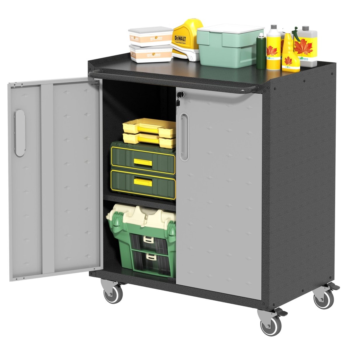 Heavy - Duty Metal Garage Storage Cabinet with Wheels - Sturdy and Durable Tool Storage Cabinet for Garage, Office, and Home Organizer Solutions - HomeDIYer
