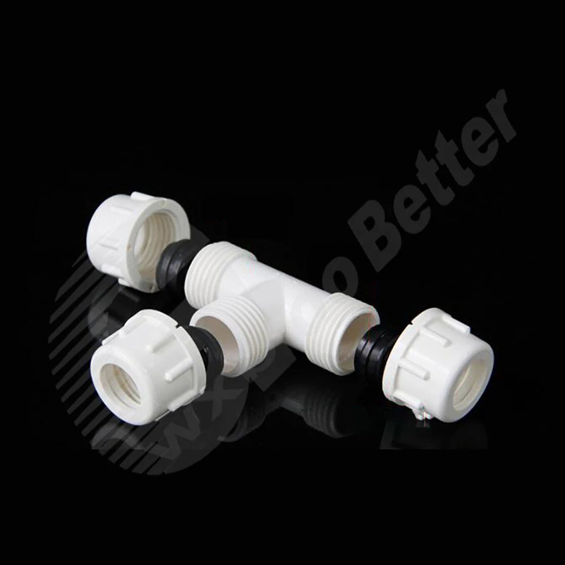 PVC Tee Connectors White Φ20mm Φ25mm~Φ50mm Fittings Union Connectors Lengthened