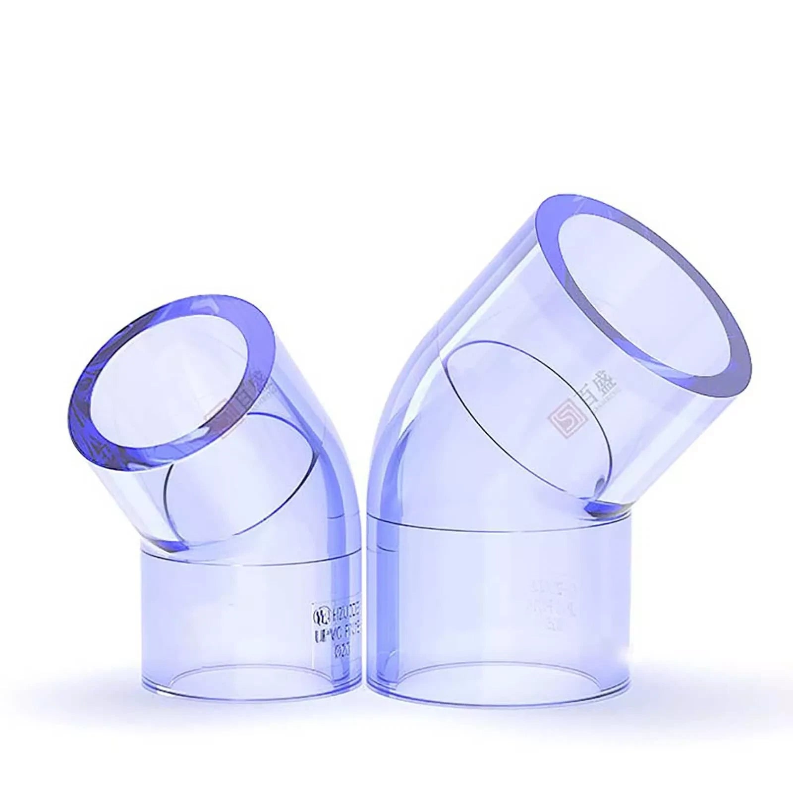 UPVC Clear 45° Elbow Plumbing Pipe Fittings For Aquarium & Fish Tank 20mm-110mm