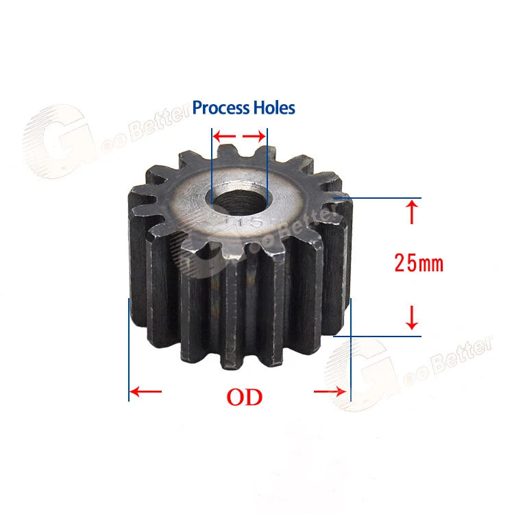Mod 2.5 Steel Spur Gear Pinion Gear 10-40 Teeth 30-105mm OD Motor Flat Gears
