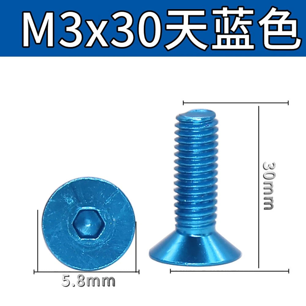 M3 Countersunk Hex Socket Aluminum Anodized Machine Screws — 10 Colors, 5–50 Pcs