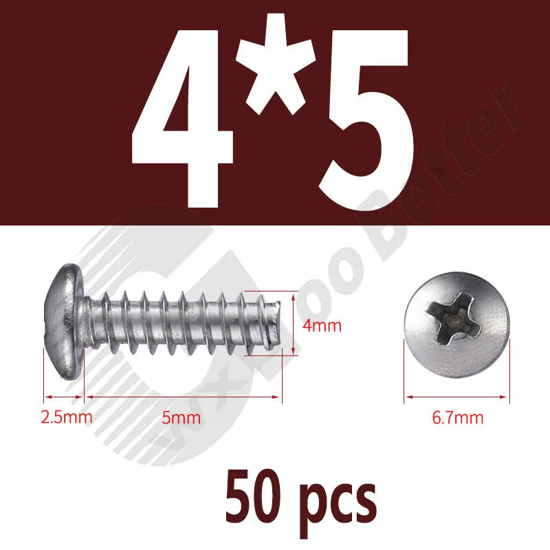 Pan Head Sheet Metal Screws Metric M1~M6 A2 Stainless Steel Sheet Metal Screws
