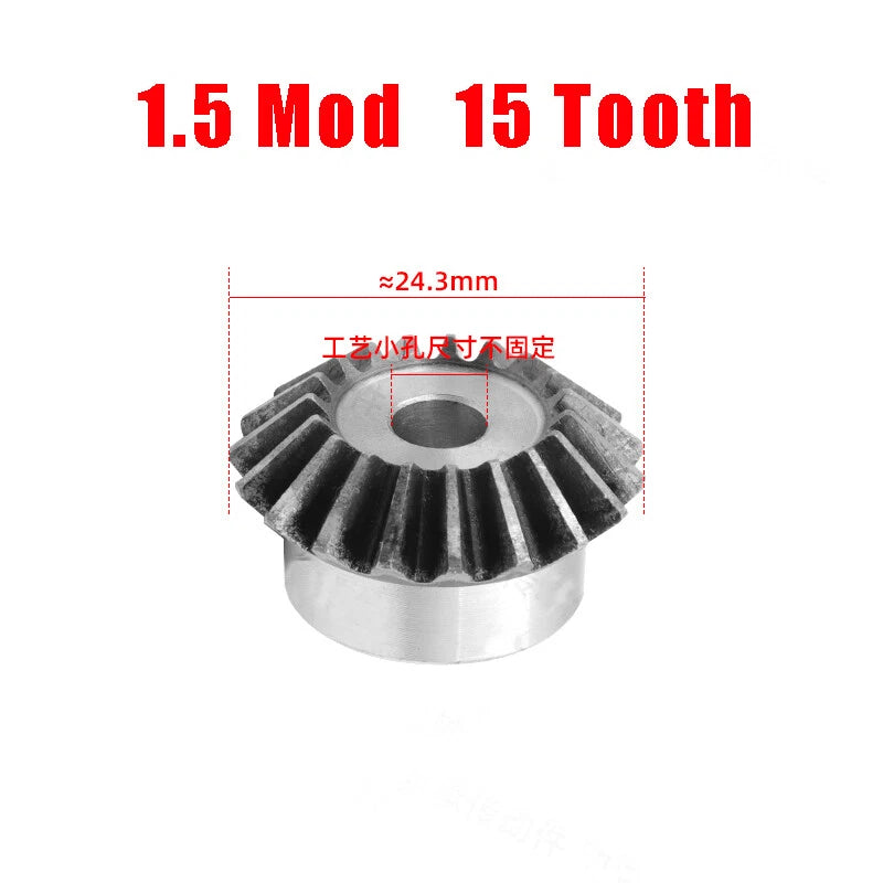 Bevel Gear 1/1.5/2 Mod 15-20 Teeth Transmission Gears Bevel Teeth 90° 45# Steel