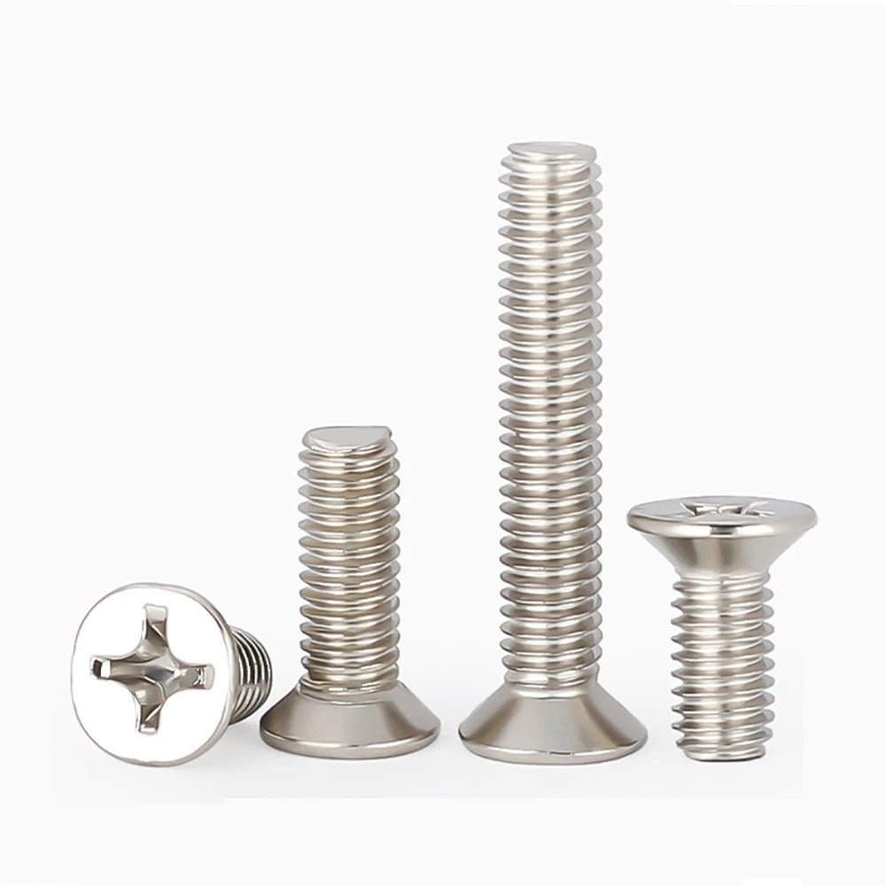 M1.2–M4 Countersunk Phillips Machine Screws | Nickel Plated Steel | Flat Head Bolts - HomeDIYer