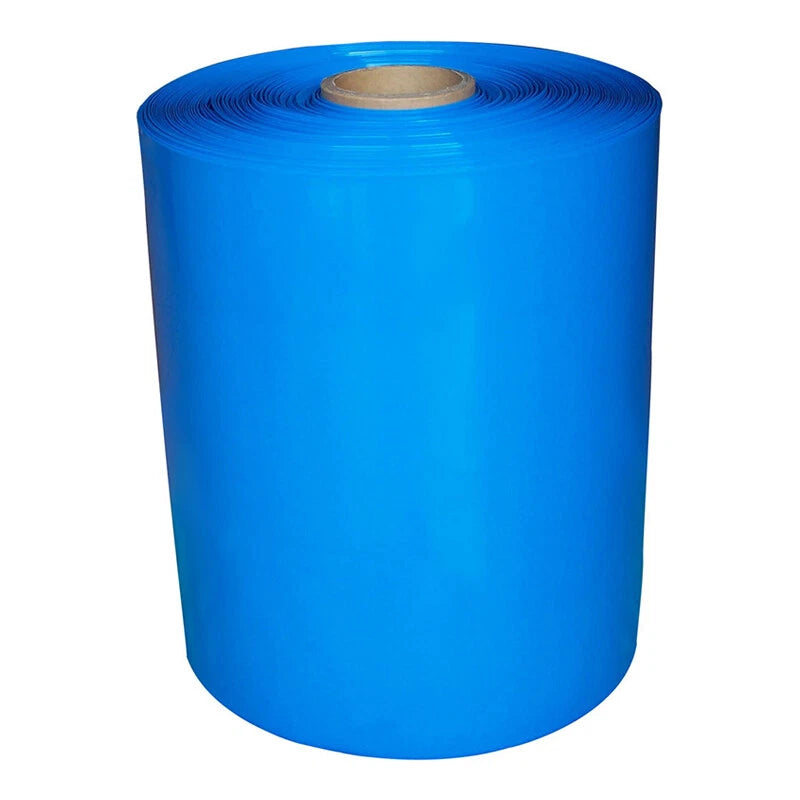 Blue PVC Heat Shrink Tube for Battery Pack Wrapping — 295mm to 380mm Flat Width