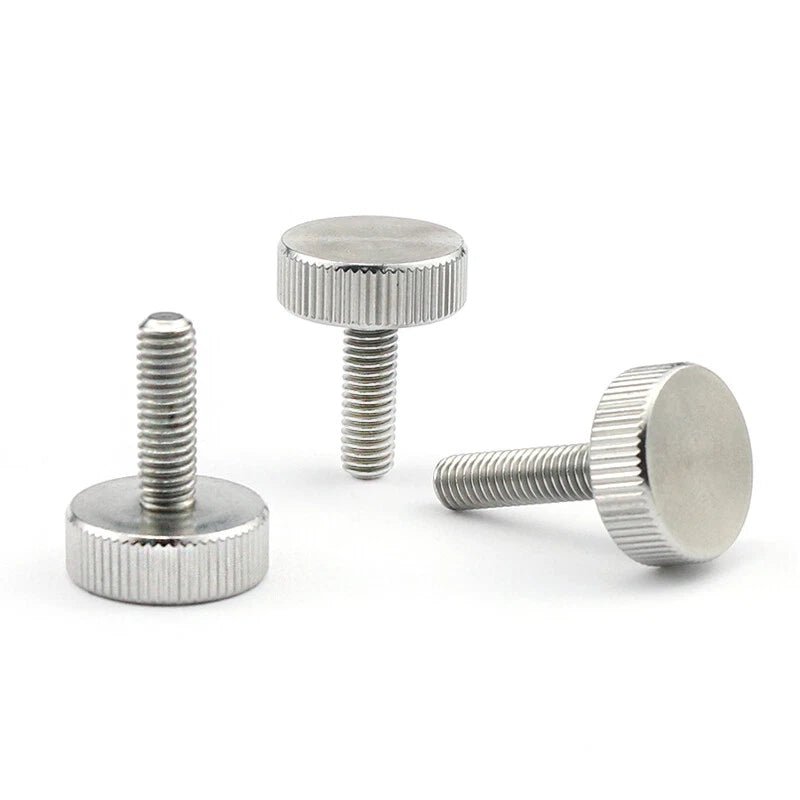 303 Stainless Steel Knurled Thumb Screws M3 — Thin Head, Multiple Lengths - HomeDIYer