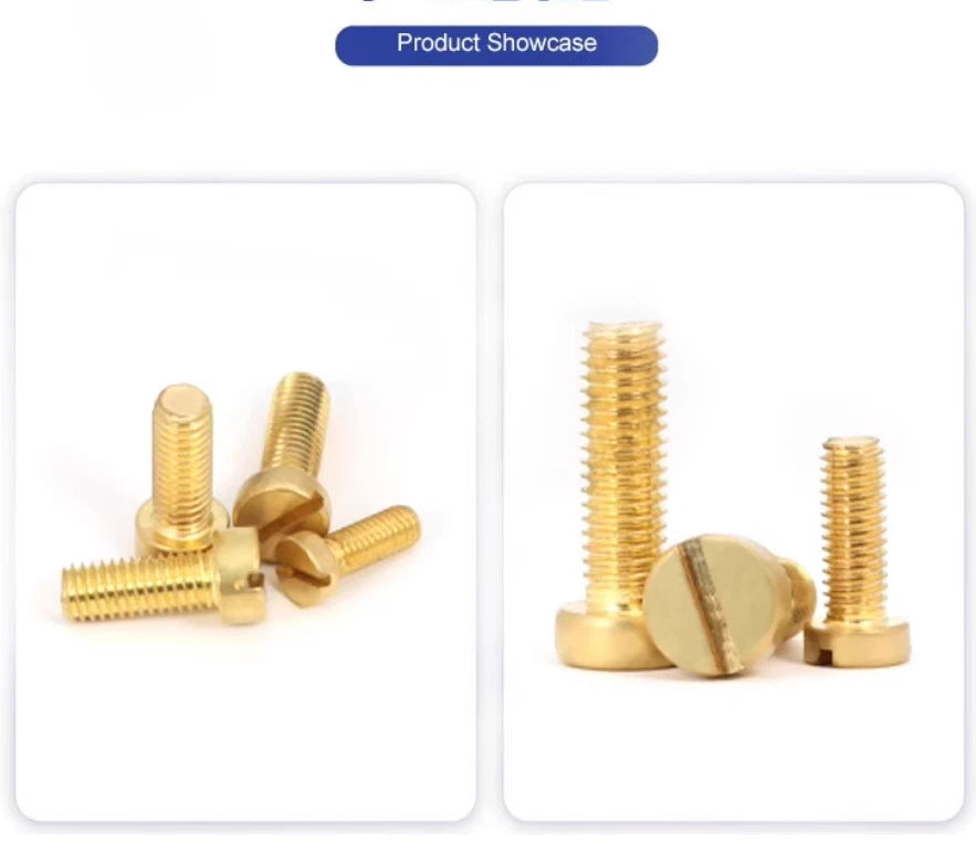 Solid Brass Slotted Pan Head Machine Screws — M2.5 M3 M4 M5 M6 M8 M10