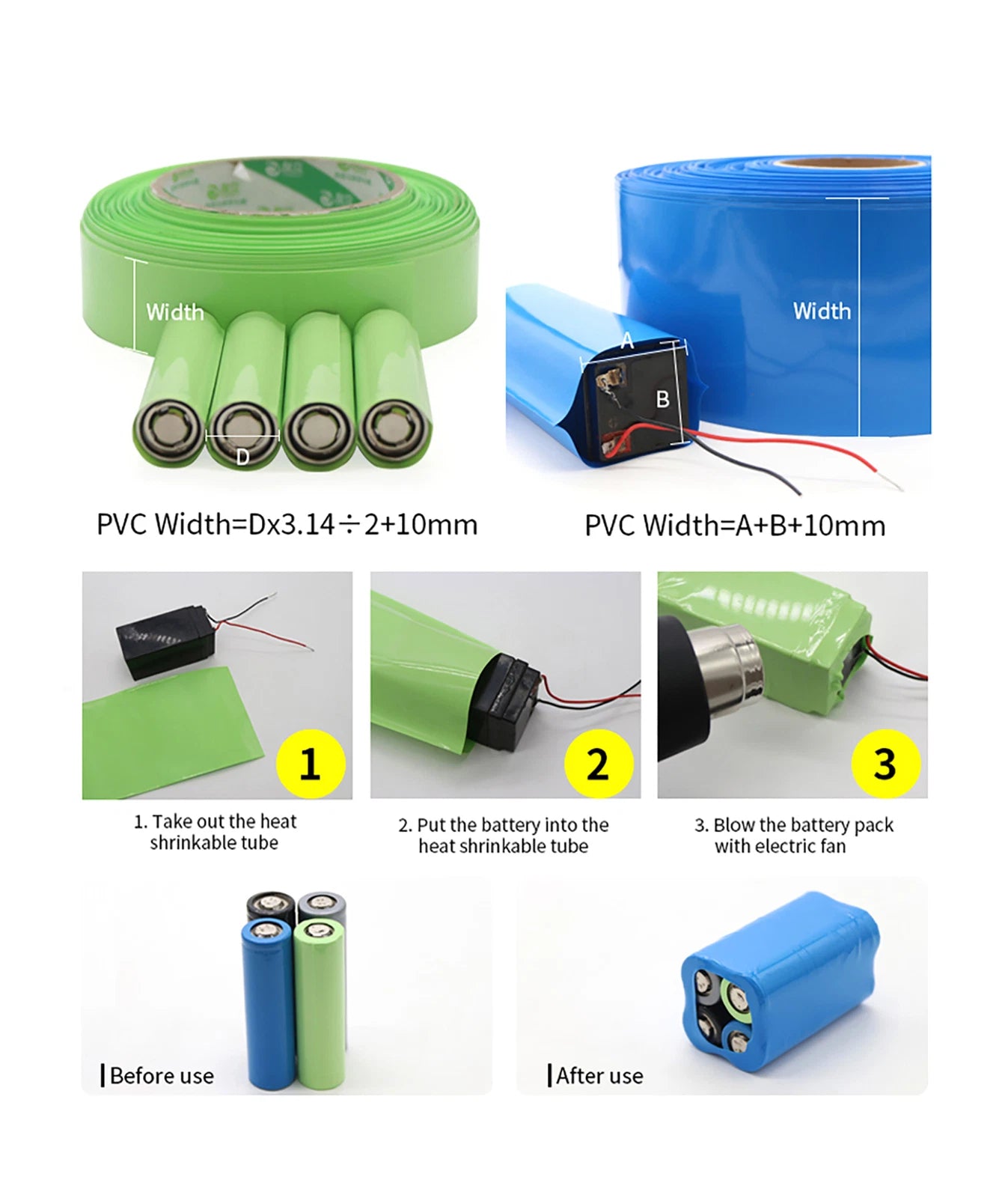 PVC Heat Shrink Tubing for RC Battery Packs — 7mm to 125mm Wide, LiPo NiMH NiCd