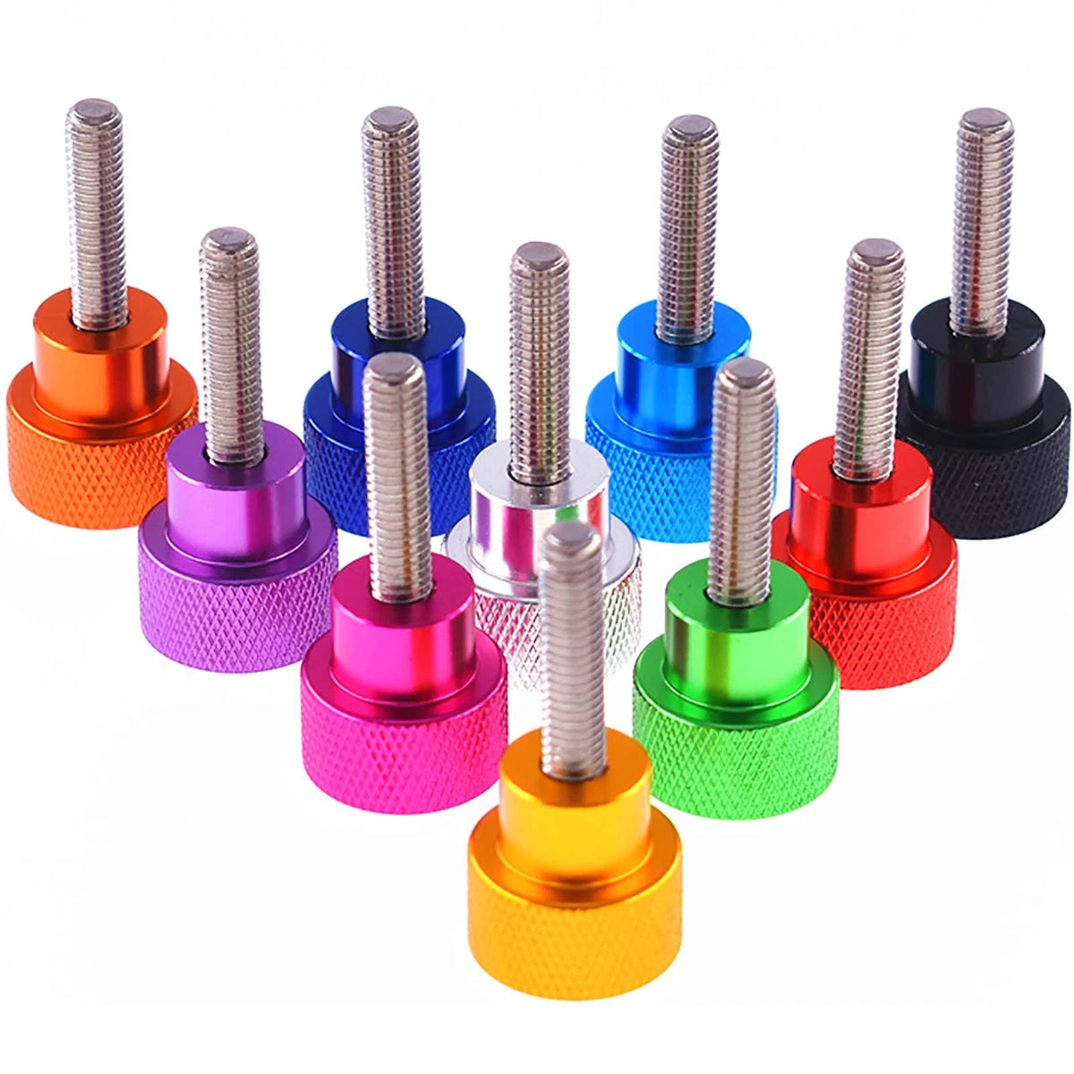 M3 Knurled Thumb Screws with Step Grip — Colored Anodized Hand Knob Bolts