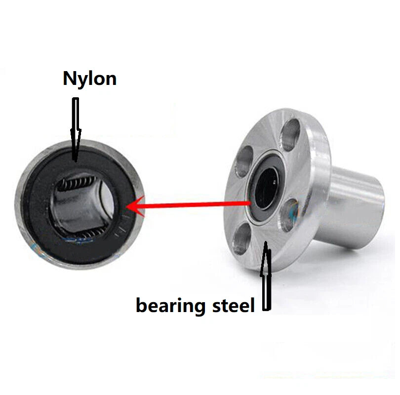LMF6UU - LMF80UU Round Flange Router Shaft Linear Bushing Bearings Bore 6mm-80mm