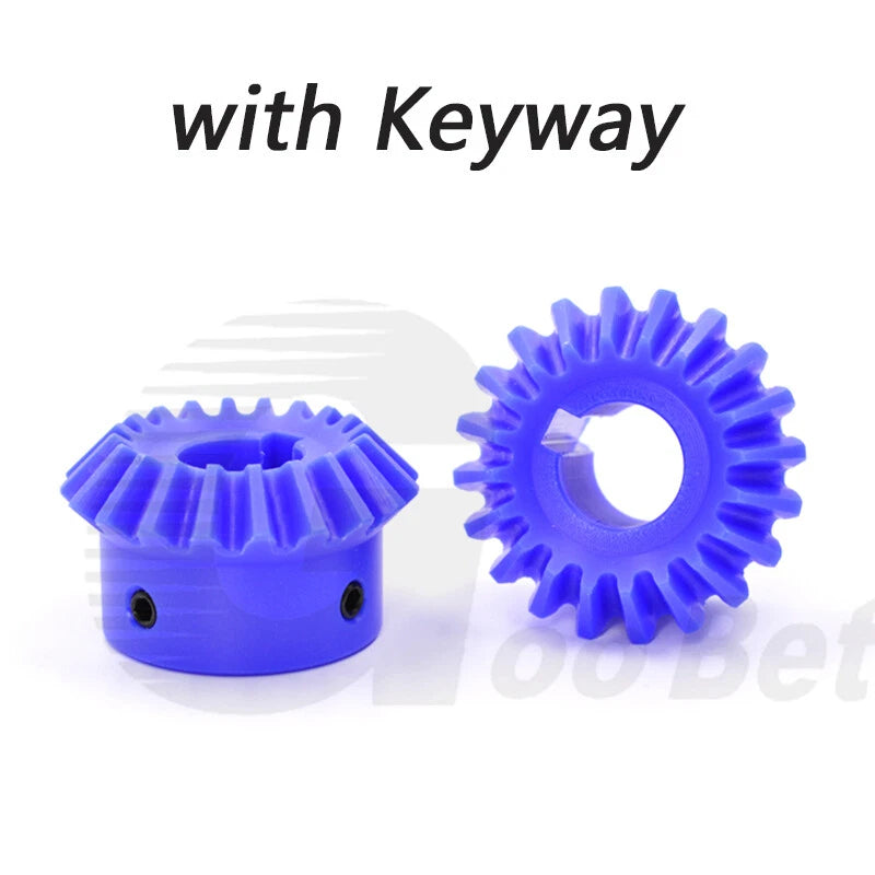 Module 1.5 Straight Bevel Gear Nylon 15 - 40 Tooth 1:2 Pairing 6-20mm Bore Blue