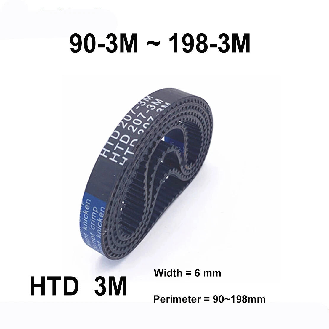 HTD 3M Timing Belt 6mm Wide Closed Loop Synchronous Belt for CNC Pulley Drive