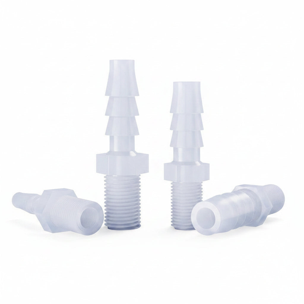 BSP Metric Male Thread Plastic Hose Connector — Straight Barbed Joiner (PP/PE, 1/8" to 3/4")