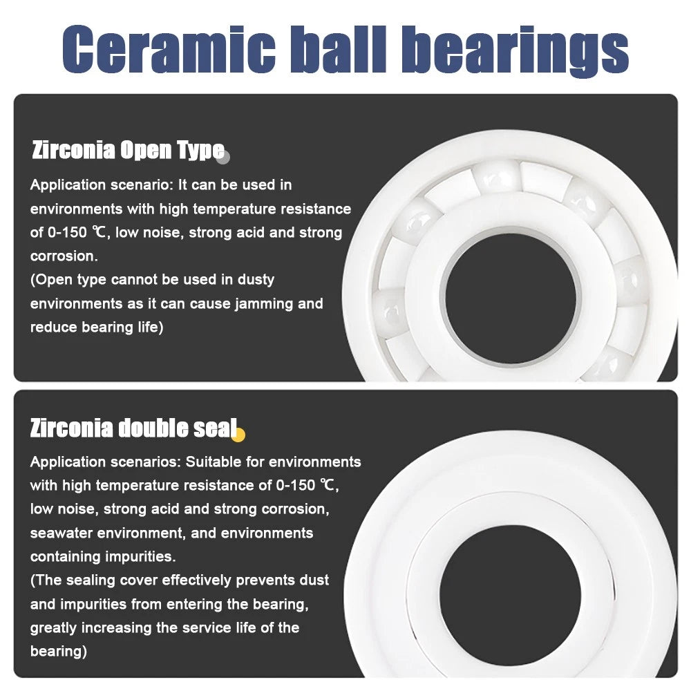 Full Ceramic Ball Bearings ZrO2 Zirconia White Premium - 16000 16001 16002 16013