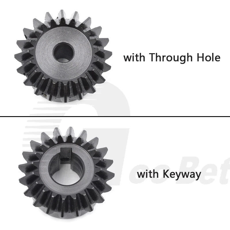 Module 1 1.5 2 Bevel Gear C45 Steel Gear Ratio 1:3 15-45 Tooth Hardened Black