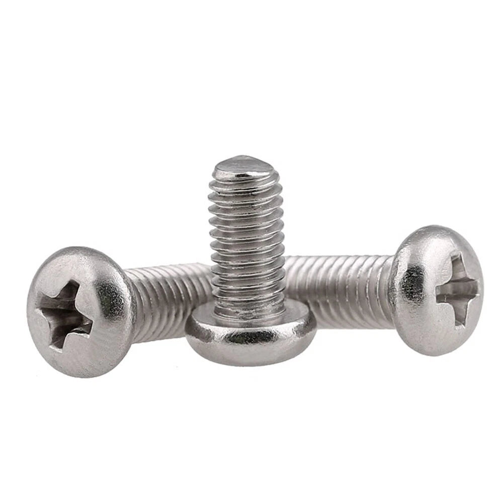 M2 M4 M5 Phillips Pan Head Machine Screws – 304 Stainless Steel, Fully Threaded (Length Under Head)