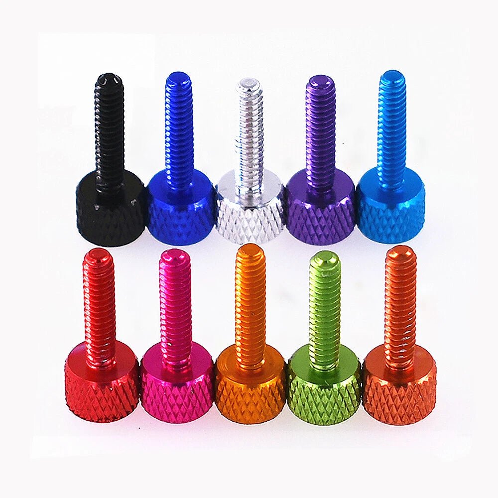 Aluminum Knurled Thumb Screws 6 - 32 × 16mm – Flat Head Set Screws in 10 Colors for DIY, Electronics & Panel Fastening - HomeDIYer