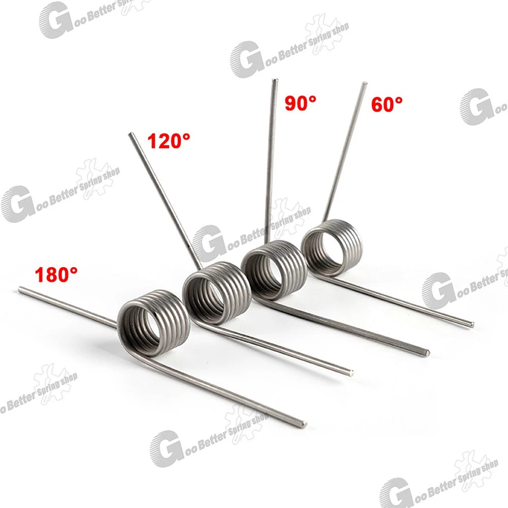 Torsion Spring (pack of 10), 0.3mm wire diameter, 2mm - 5mm OD, Right spring
