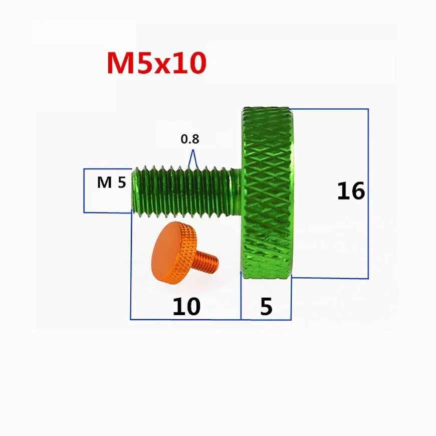 M5×10 Aluminium Anodised Knurled Thumb Screws Hand Grip Knob Bolts PC Case DIY