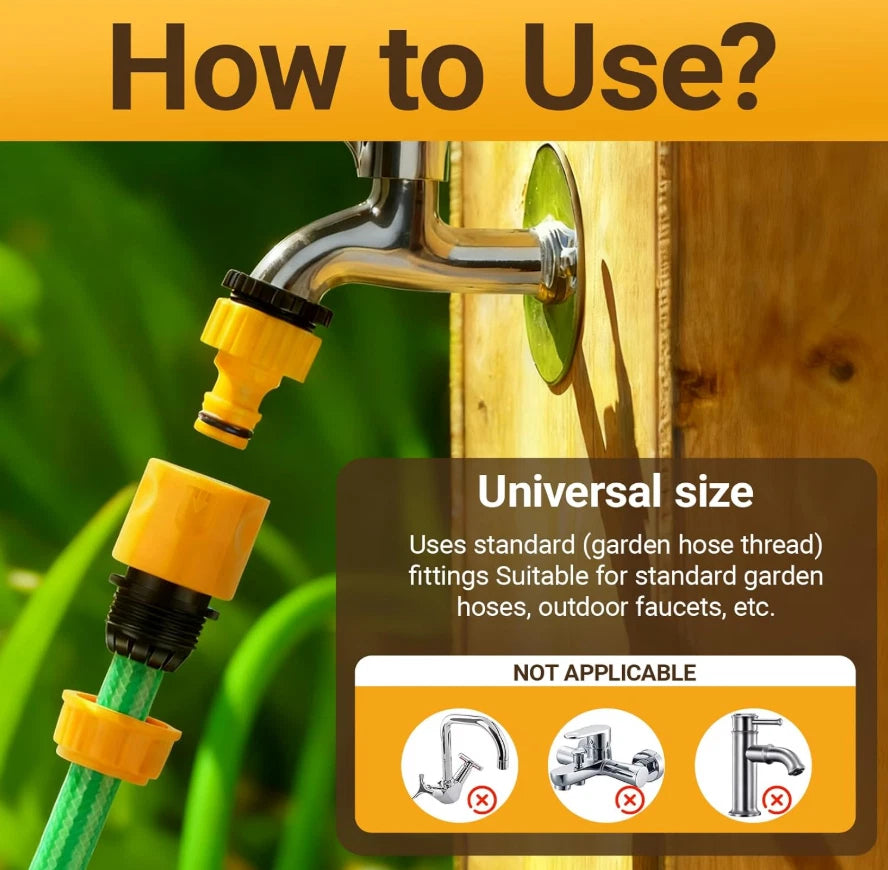 1/2/3/4/5 Sets Universal Plastic Water Connector 1/2" 3/4" Hose Plumbing Fitting