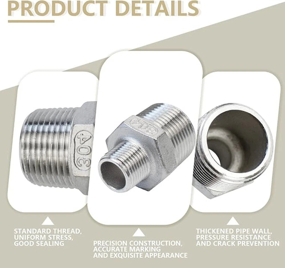 Stainless Steel Threaded Pipe Reducer Nipple — BSP Male to Male Fitting