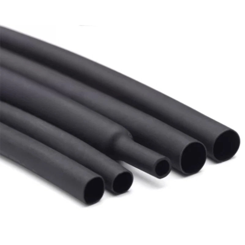 Black Heat Shrink Tubing 2:1 Ratio — 0.8mm to 210mm, Cut to Length