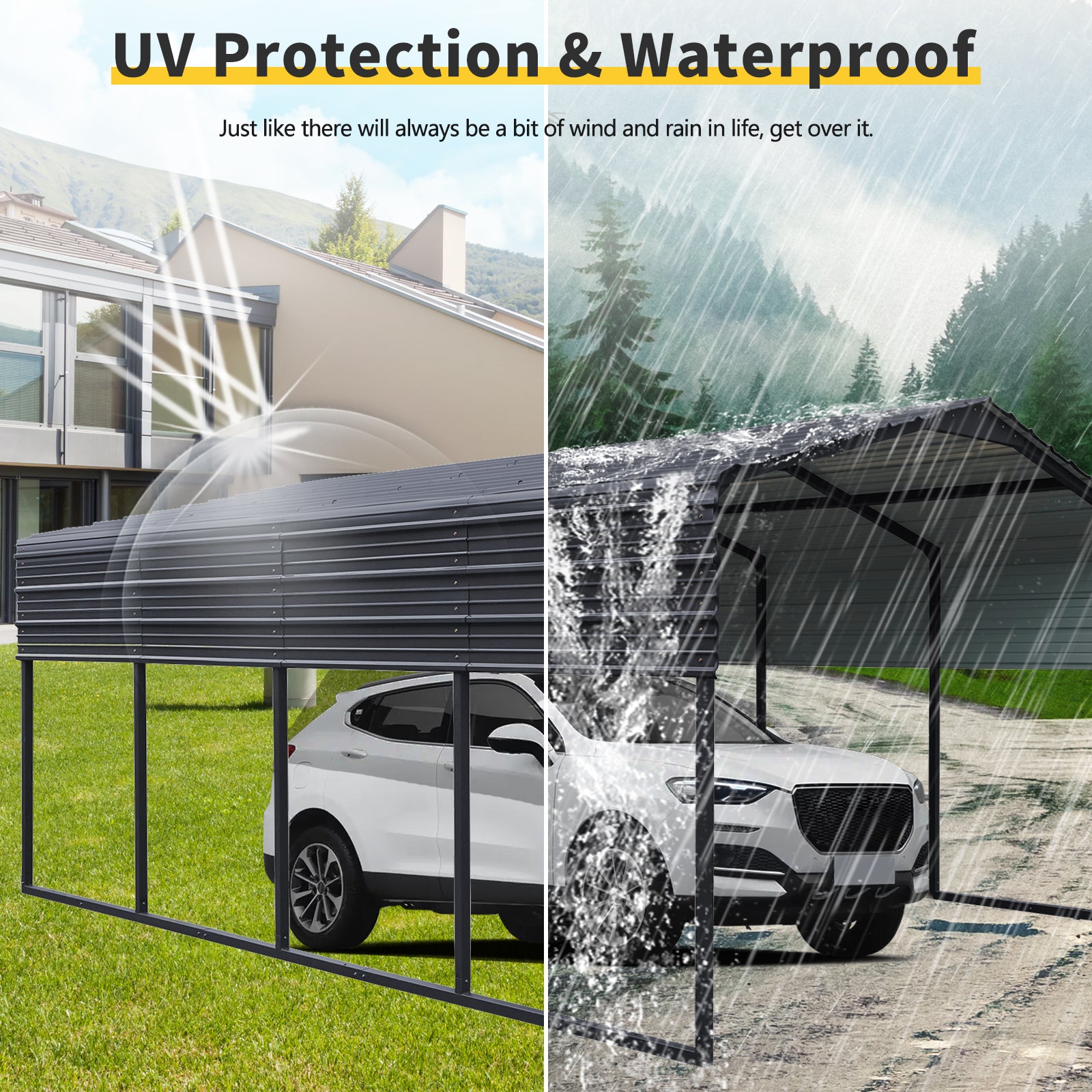 12x20 FT Metal Carport,Heavy Duty Canopy Galvanized Steel Outdoor Garage for Snow,Waterproof Car Shelter,439 ibs