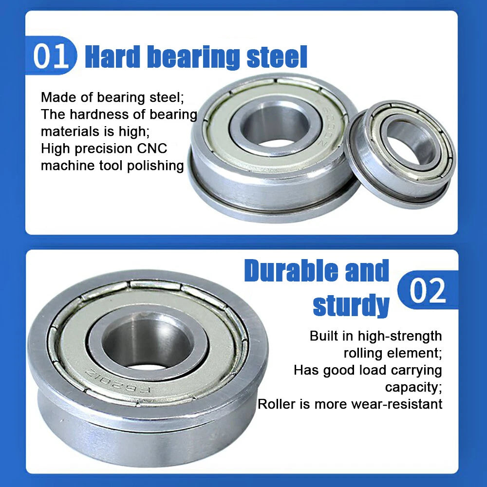 F6000 to F6010 RS or ZZ Bearing Steel Micro Double Shielded Flange Ball Bearings