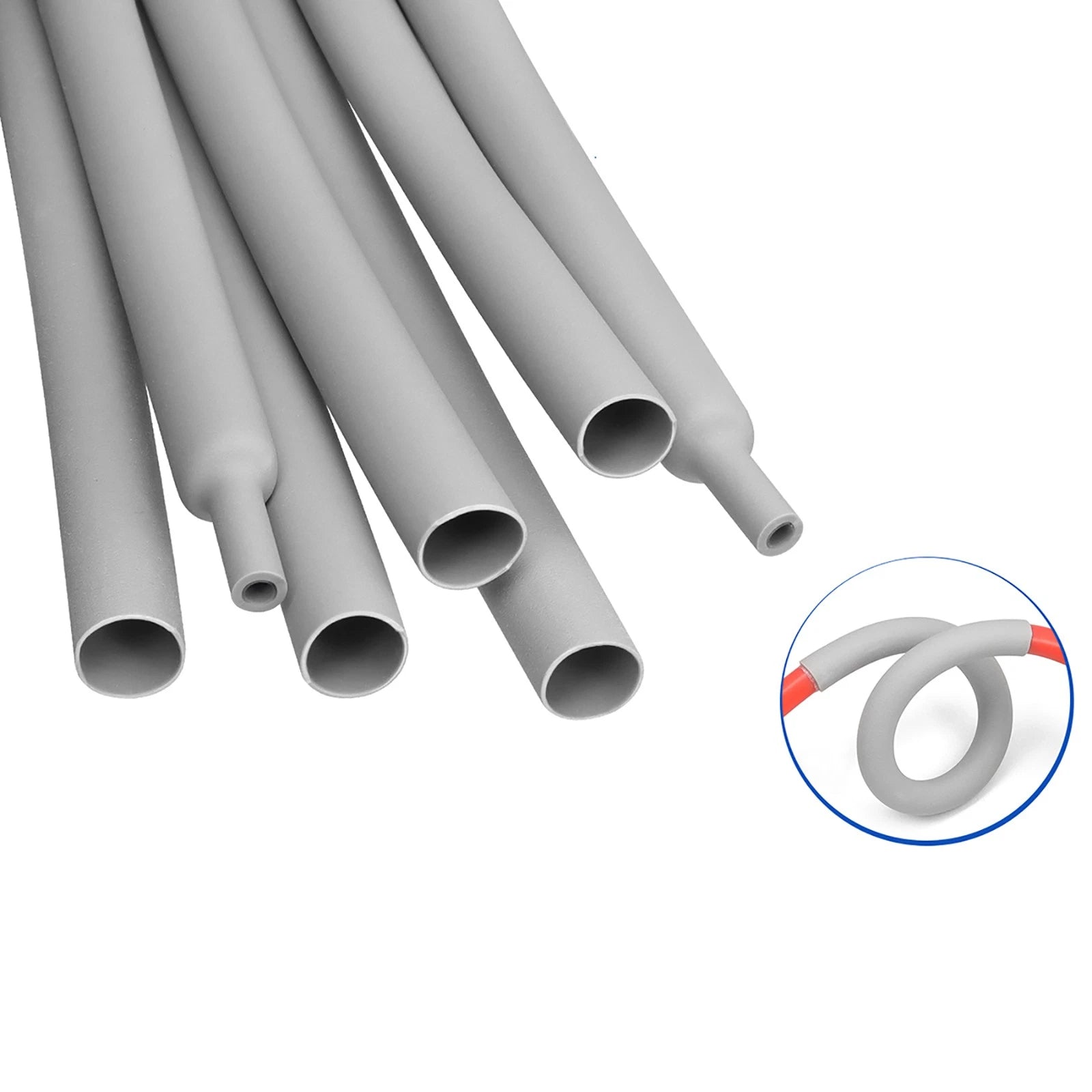 2:1 Heat Shrink Tubing – Gray, φ1mm to φ50mm, 1m / 5m / 10m Lengths