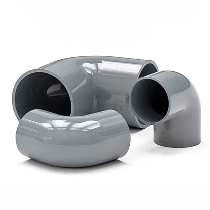 PVC Pipe Fittings Connector 90° Elbow Adapter Solvent Weld ID 20mm - 160mm Grey