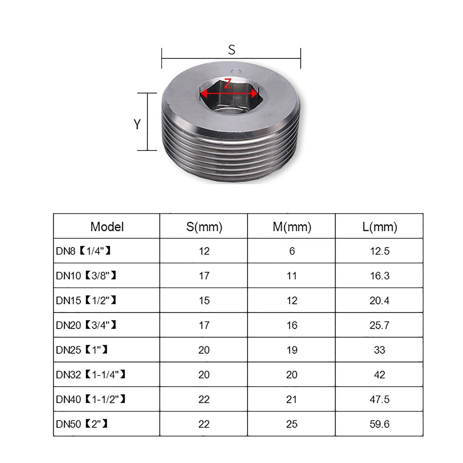 304 Stainless Steel BSP Male Hex Plug — End Blanking Stop Fitting