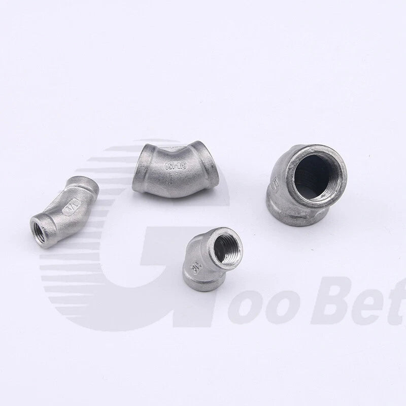 Stainless Steel 45° Elbow BSP Female Threaded Pipe Fitting — 304 SS, 1/8" to 2" (DN6–DN50)