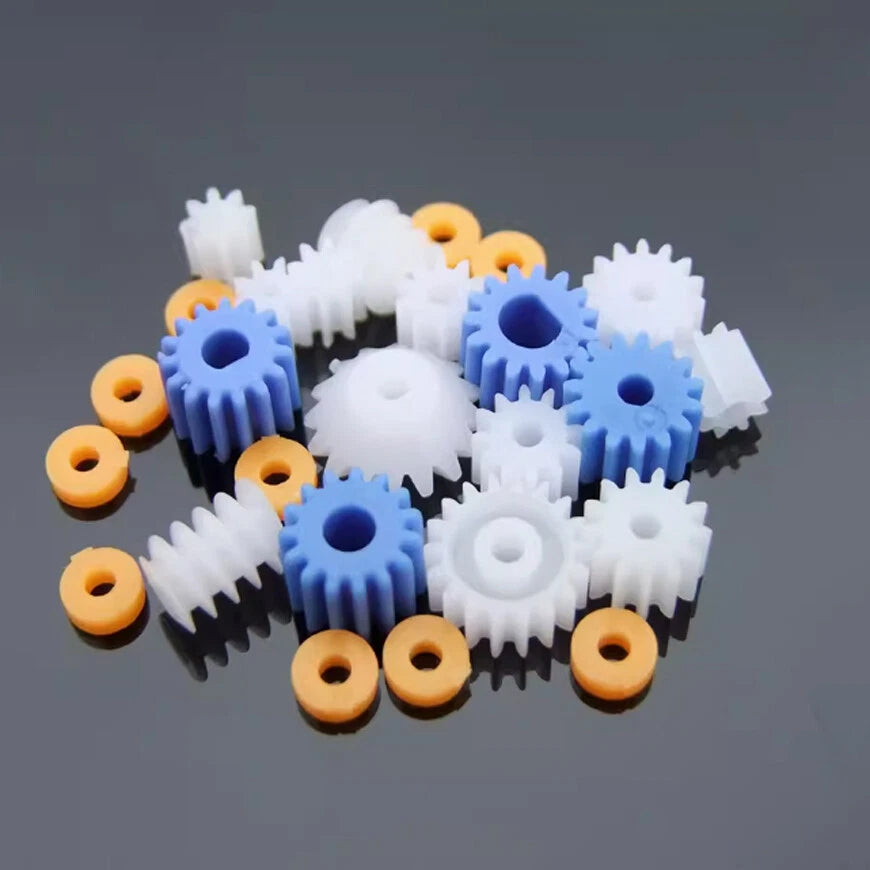 22pcs Mixed Plastic Toothed Wheels Worm Crown Gears Toy Robot Part 2MM - 4MM