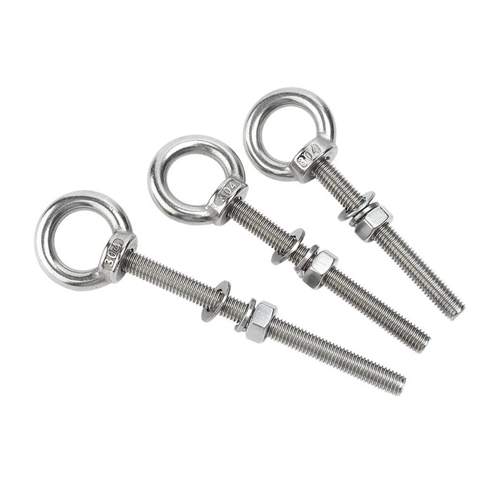 A2 Stainless Steel Lifting Eye Bolts + Nuts & Washers M4 M5 M6 M8 M10 M12 to M24