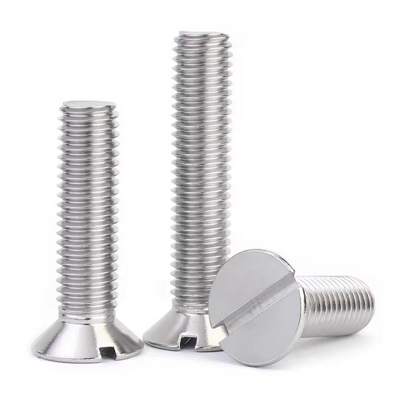 A2 Stainless Steel Slotted Countersunk Machine Screws — M1.6 to M10, Flat Head CSK Bolts - HomeDIYer