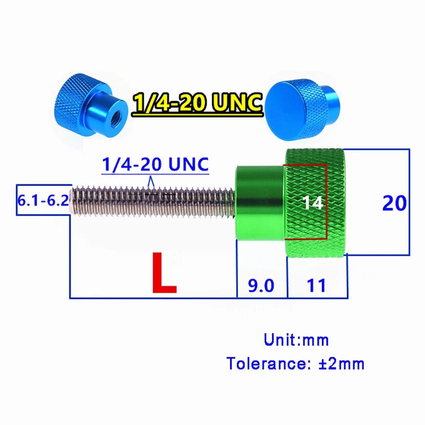 1/4 - 20 UNC Knurled Thumb Screws — Aluminum, 10 Colors, 6mm–100mm - HomeDIYer