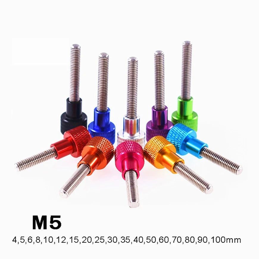 M5*5-100mm High Knurled Thumb Screws, Aluminium Nut + Stainless Steel Thread Rod