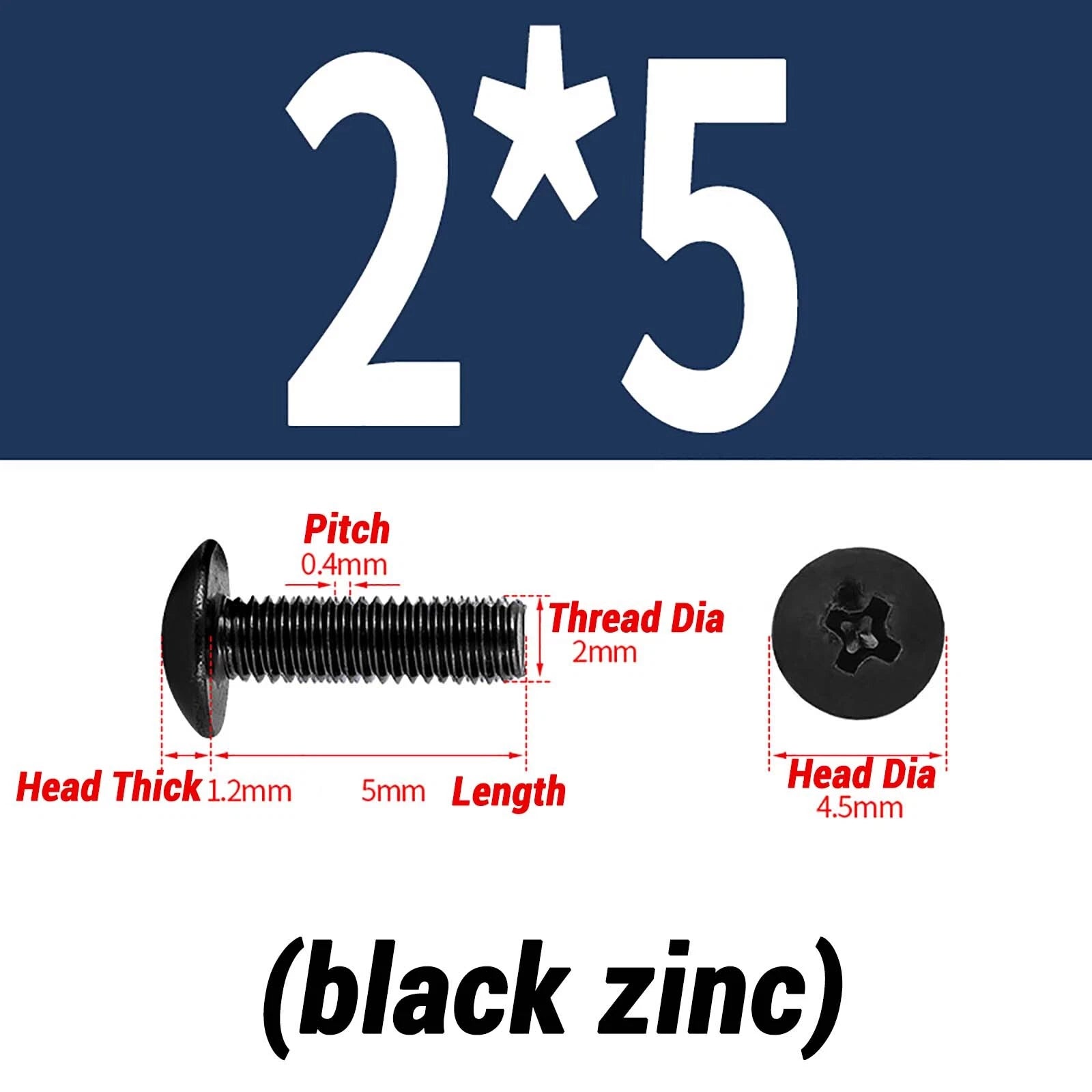 M2–M6 Pan Head Self‑Tapping Sheet Metal Screws – Black Oxide Carbon Steel