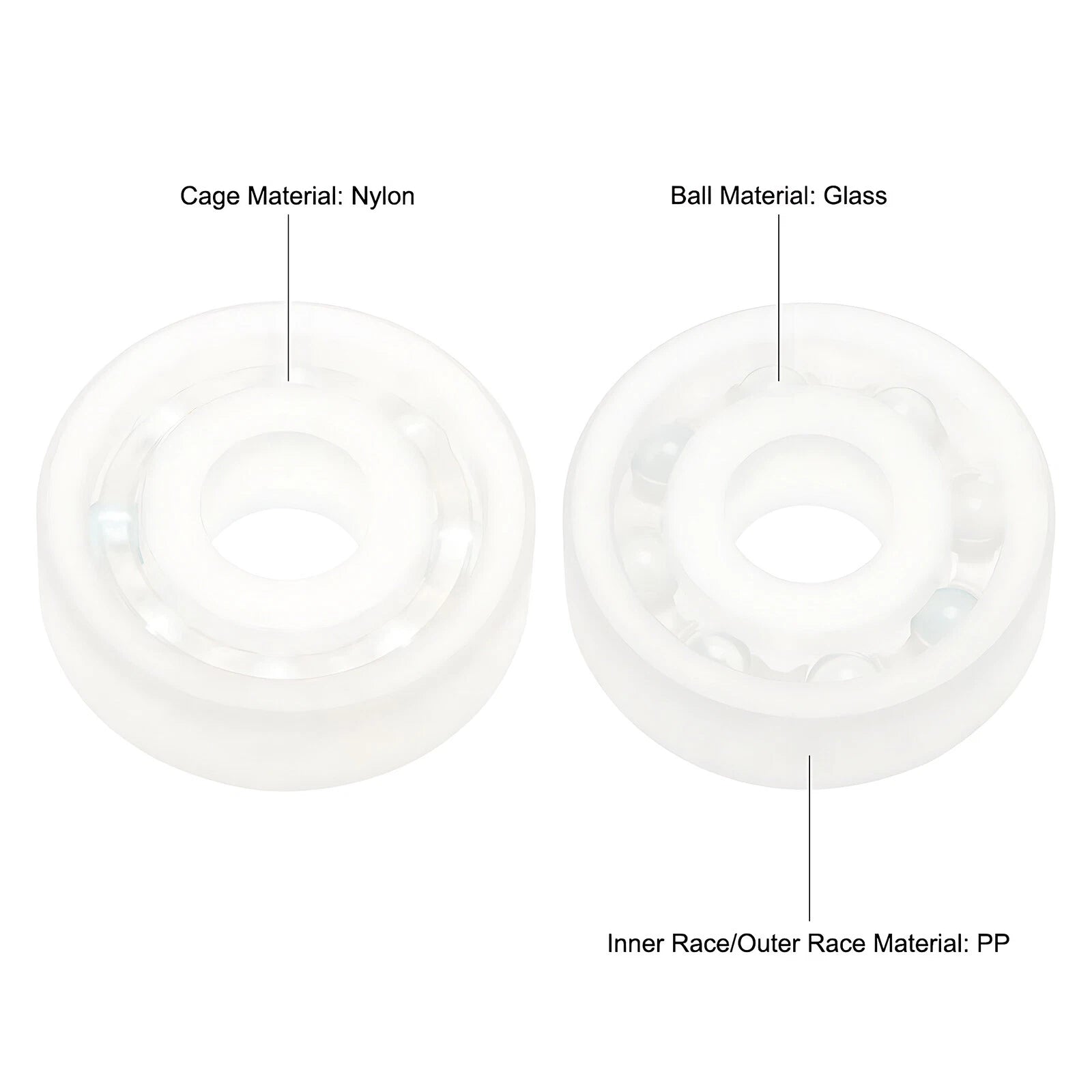 PP Nylon Plastic Precision Ball Bearing Glass Ball Bearings 608 626 6000 - 6006