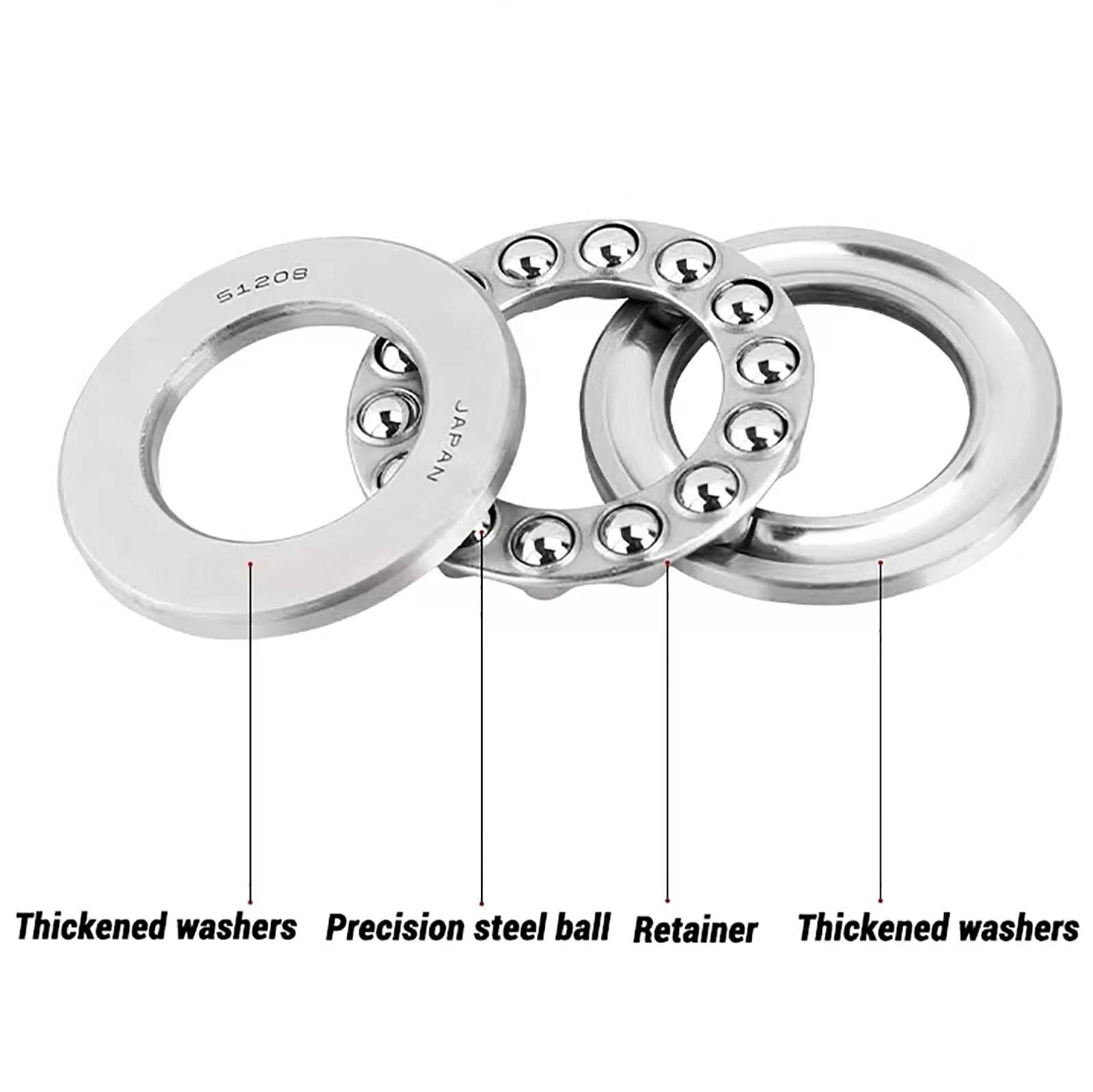 High Precision Axial Thrust Ball Bearings ID 3-110mm 3 Part Plane Bearing
