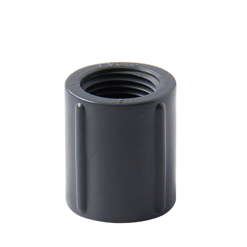 PVC Double Female Threaded Straight Coupling Adapter — Dark Gray, 20mm–63mm