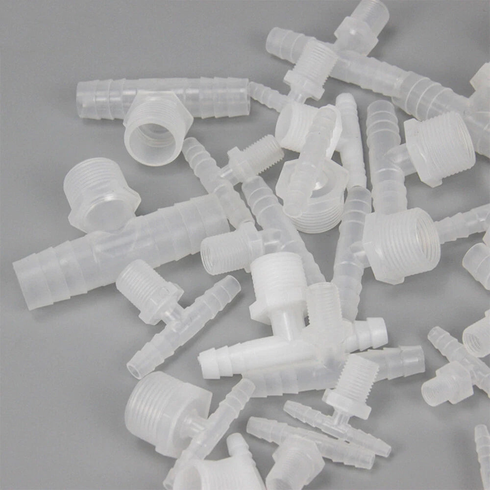 Plastic Barbed T-Piece Hose Connector with Male Thread — 4mm to 20mm Tube