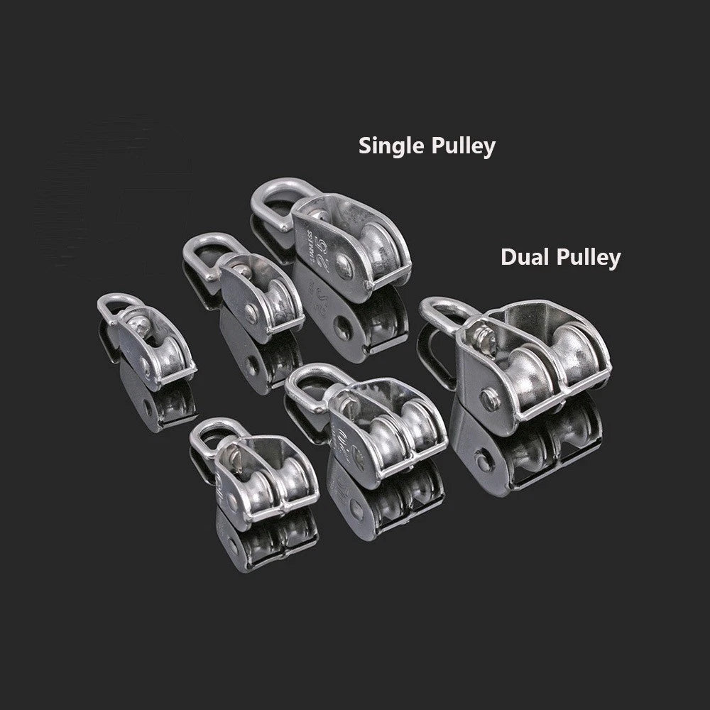 Lifting Rope Pulley Swivel Hanging Wire Towing Wheel Heavy Duty Stainless Steel