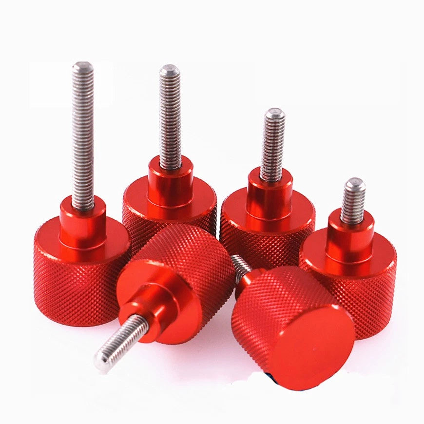 UNC 1/4-20 Knurled Thumb Screws – Anodized Aluminum Nut + Stainless Steel Rod
