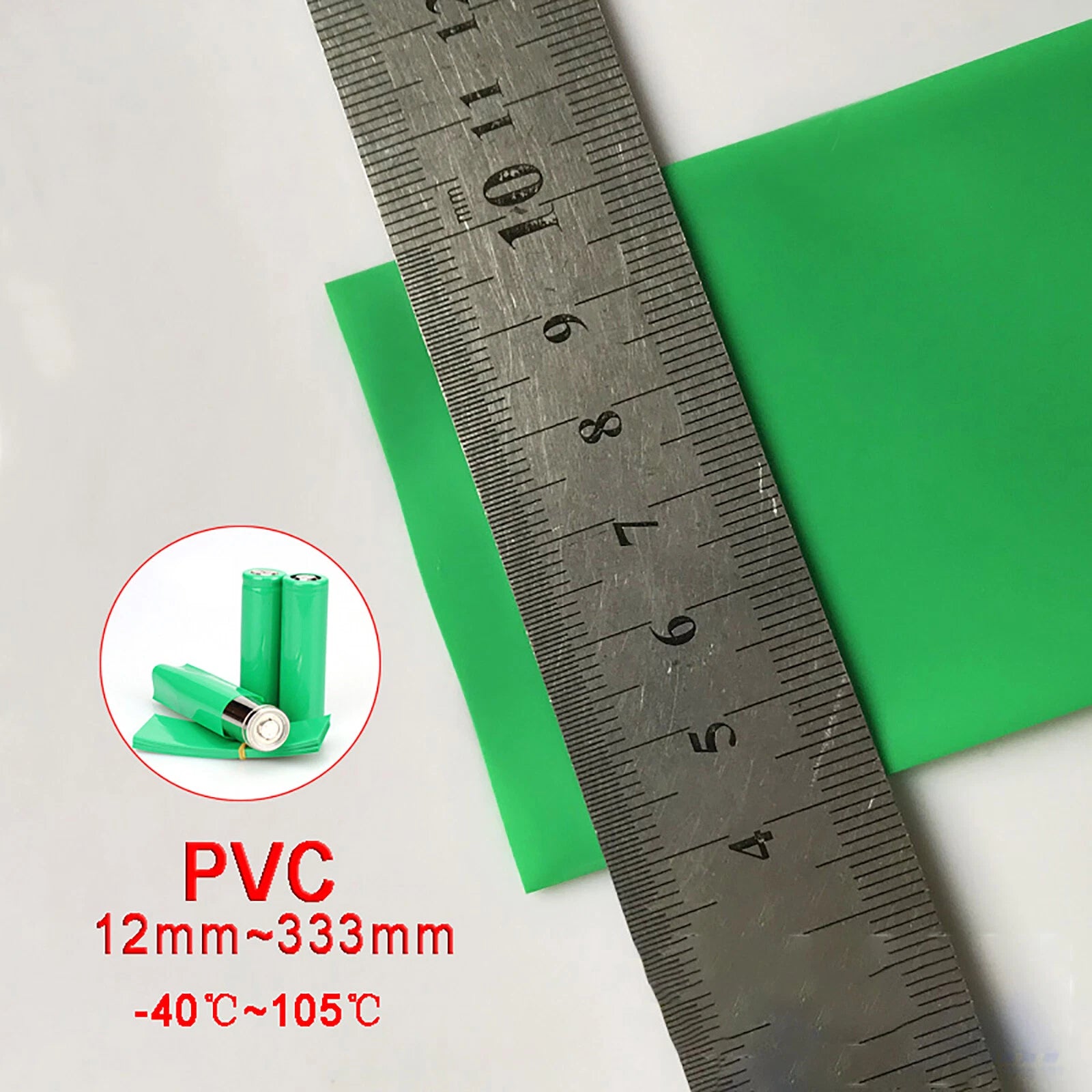Green PVC Heat Shrink Tubing — RC Battery Pack, LED & Wire Wrap | 12mm–333mm Flat Width