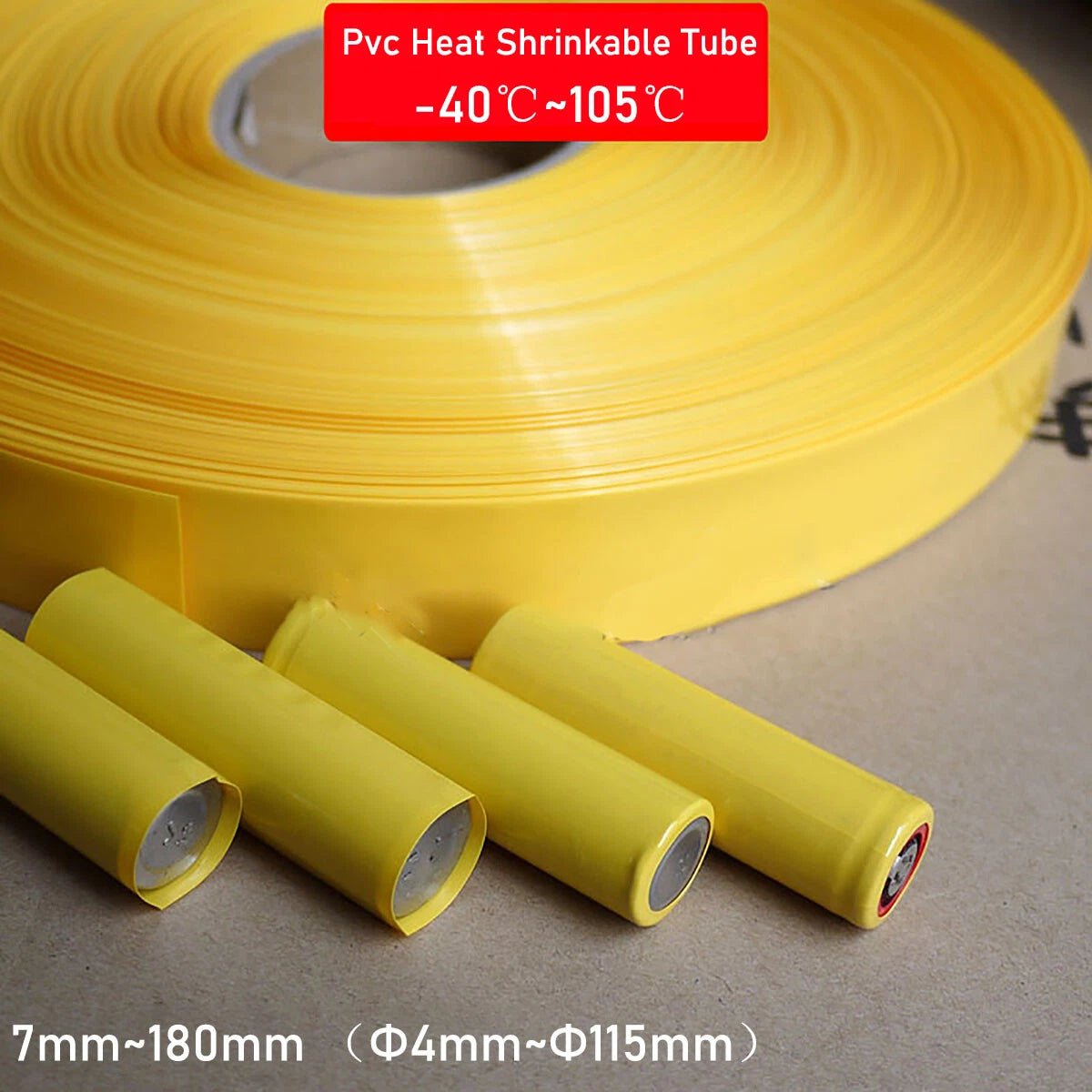 Yellow PVC Heat Shrink Tubing for RC Battery Pack – LiPo NiMH NiCd Wrap, 7mm to 180mm - HomeDIYer