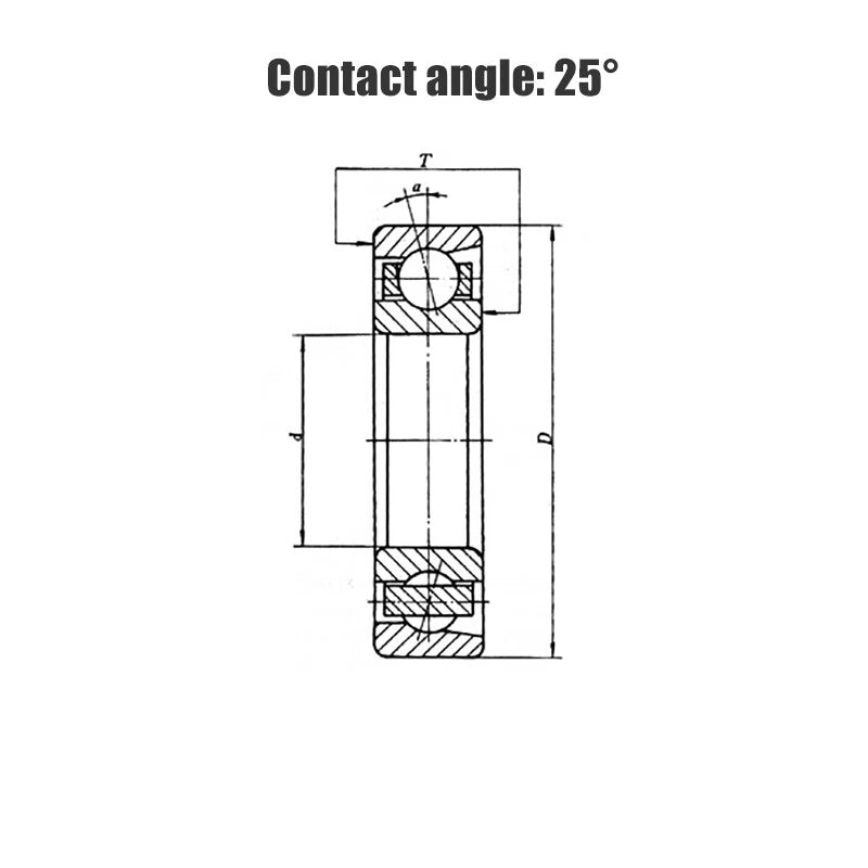 440 Stainless Steel Angular Contact Ball Bearings Single Row S7001AC - S7009AC